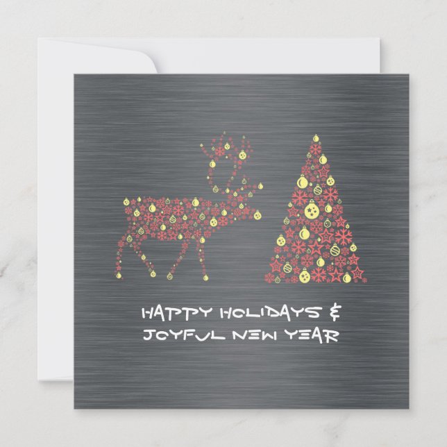 Cartes Pour Fêtes Annuelles Silver wish card HAPPY HOLIDAYS JOYFUL NEW YEAR (Devant)