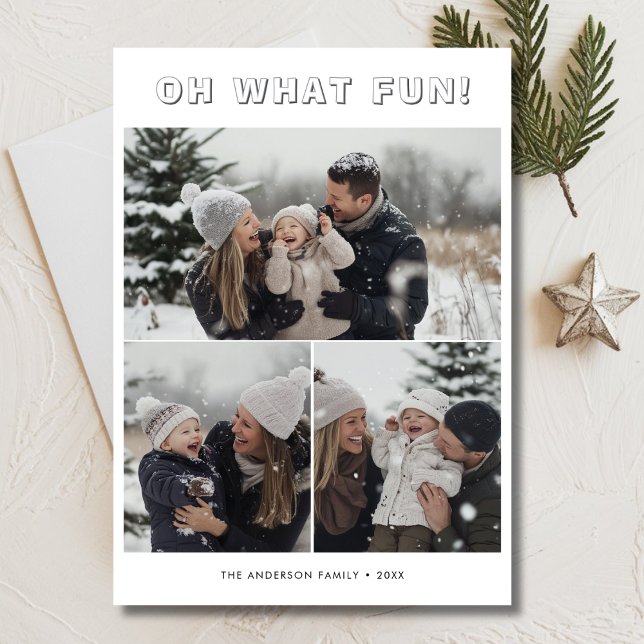 Cartes Pour Fêtes Annuelles Simple 3 Famille Photo Noël Oh Quel Amusant (Créateur téléchargé)