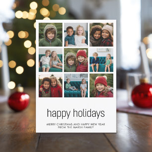 Cartes Pour Fêtes Annuelles Simple 9 photo noir blanc minimal Noël heureux