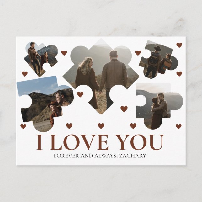 Cartes Pour Fêtes Annuelles Simple Amour Puzzle Saint Valentin couple 5 photo (Devant)