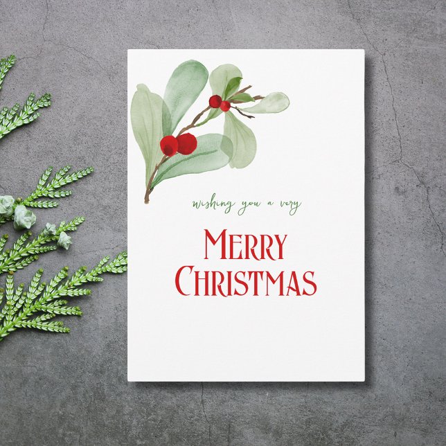 Cartes Pour Fêtes Annuelles Simple aquarelle verte Photo Noël (Simple Watercolor Greenery Photo Christmas Card)