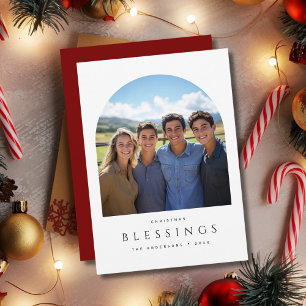 Cartes Pour Fêtes Annuelles Simple Arc Photo Bénédiction de Noël Religieux