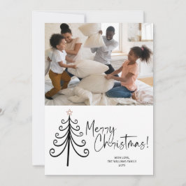 Cartes Pour Fêtes Annuelles Simple Black White Photo Joyeux sapin de Noël