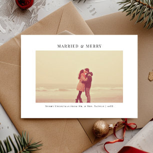 Cartes Pour Fêtes Annuelles Simple blanc marié et joyeux photo de Noël