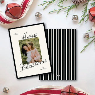 Cartes Pour Fêtes Annuelles Simple Bordure Élégant Script Joyeux Noël Photo