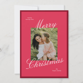 Cartes Pour Fêtes Annuelles Simple Bordure Élégant Script Joyeux Noël Photo