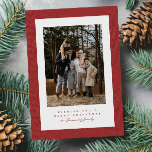 Cartes Pour Fêtes Annuelles Simple cadre de tweed rouge pour photo de Noël