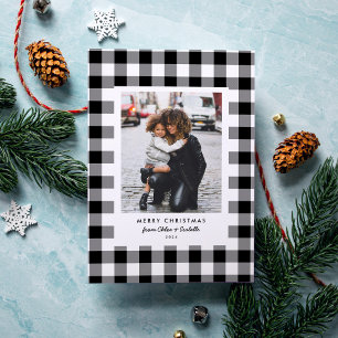 Cartes Pour Fêtes Annuelles Simple cadre plaid de Noël blanc Buffalo Photo
