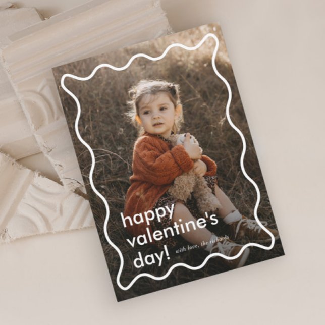 Cartes Pour Fêtes Annuelles Simple cadre vague photo Saint-Valentin (Créateur téléchargé)
