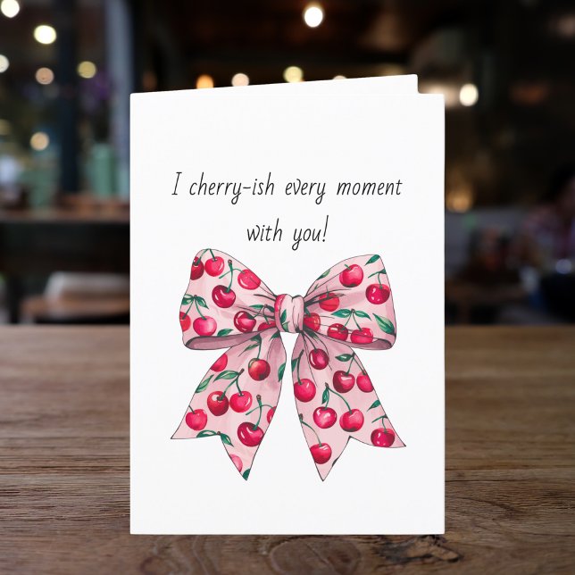 Cartes Pour Fêtes Annuelles Simple Cherry Pink Bow petit ami mari Anniversaire (Créateur téléchargé)