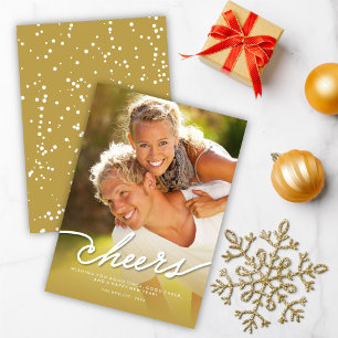 Cartes Pour Fêtes Annuelles Simple Cheval Calligraphie Script Gold Ombre Photo