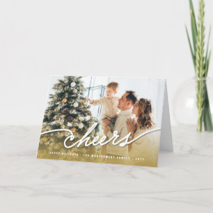 Cartes Pour Fêtes Annuelles Simple Cheval Calligraphie Script Gold Ombre Photo