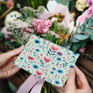 CARTES POUR FÊTES ANNUELLES SIMPLE COEUR FLORAL SCANDINAVIEN PERSONNALISÉ