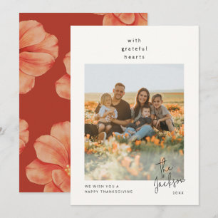 Cartes Pour Fêtes Annuelles Simple coeur gracieux Thanksgiving