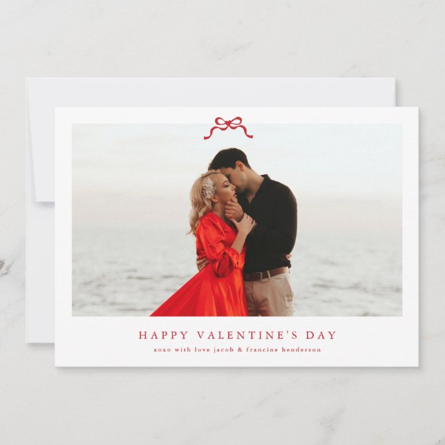 Cartes Pour Fêtes Annuelles simple coeur rouge arc heureuse Sainte-Valentin ph (Devant)