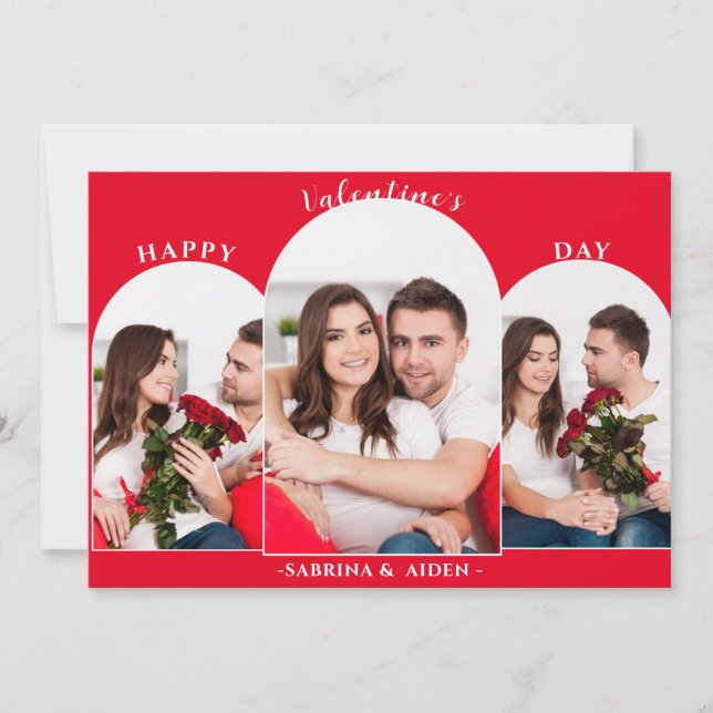 Cartes Pour Fêtes Annuelles Simple Collage de 3 Photos | Saint-Valentin  (Devant)