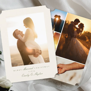 Cartes Pour Fêtes Annuelles Simple collage élégant Joyeux Noël marié