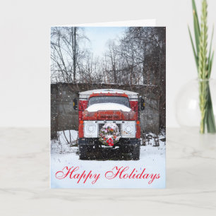 Cartes Pour Fêtes Annuelles Simple Country Truck Snow