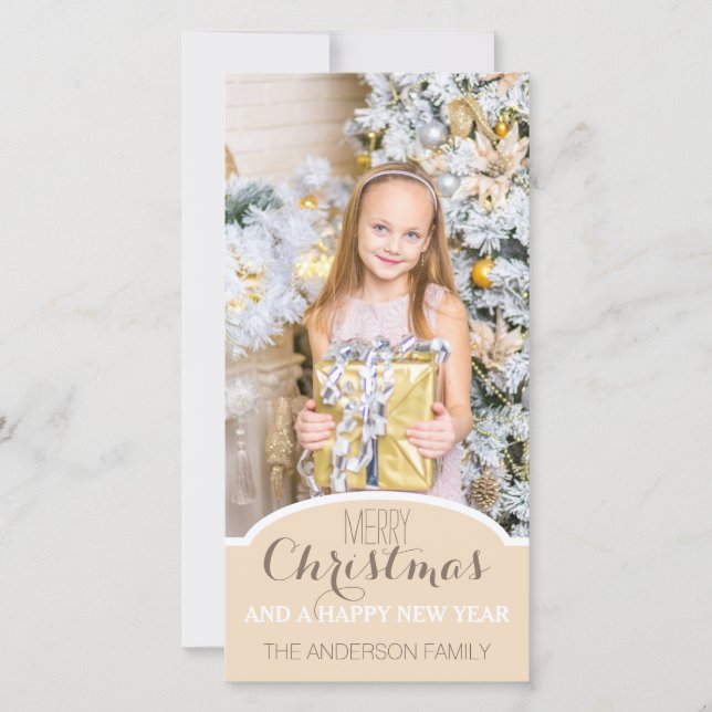 Cartes Pour Fêtes Annuelles Simple Crème propre blanc Noël photo (Devant)