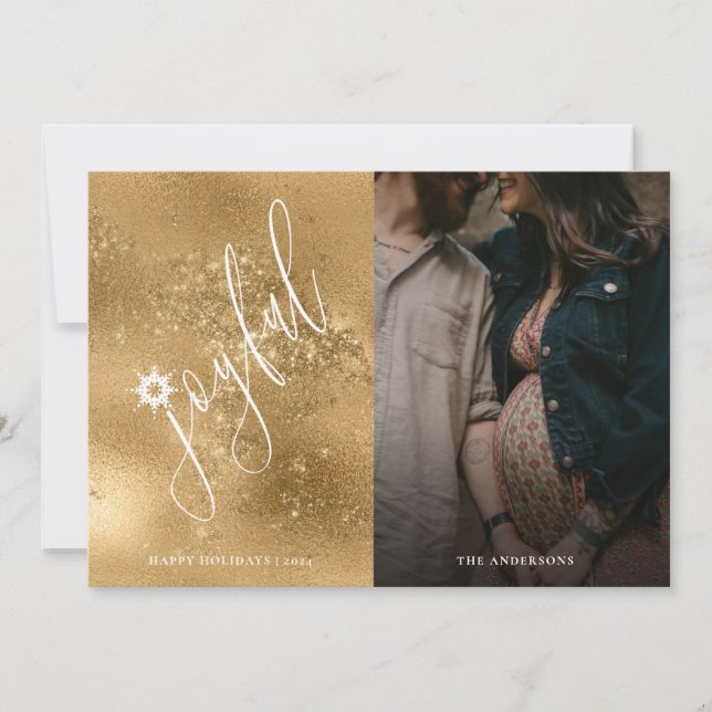 Cartes Pour Fêtes Annuelles Simple Écriture Manuscrite Joyeuse Photo Fête de N (Devant)