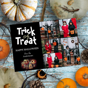 Cartes Pour Fêtes Annuelles Simple Éffrayant citrouille Halloween Photo Collag