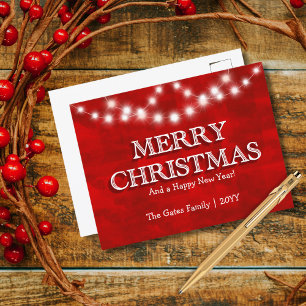 Cartes Pour Fêtes Annuelles Simple élégance Personnalisée Joyeux Feux de Noël