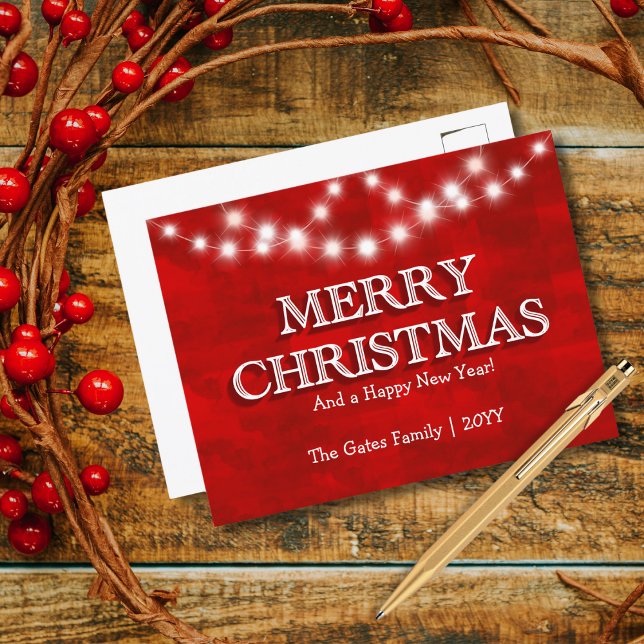 Cartes Pour Fêtes Annuelles Simple élégance Personnalisée Joyeux Feux de Noël (Créateur téléchargé)