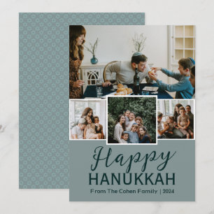 Cartes Pour Fêtes Annuelles Simple Elegant Blue Happy Hanoukka photo Collage