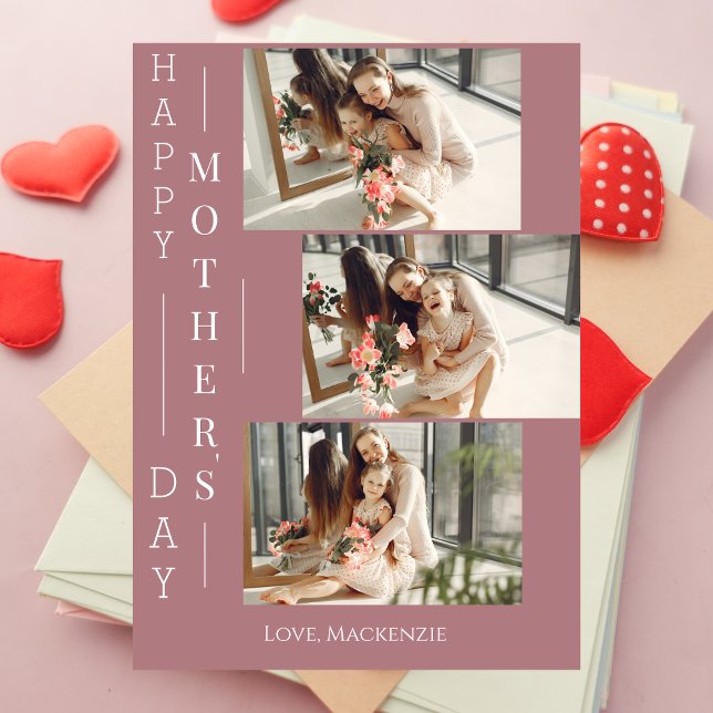 Cartes Pour Fêtes Annuelles Simple Elegant Bonne mère Jour Trois photo (Créateur téléchargé)