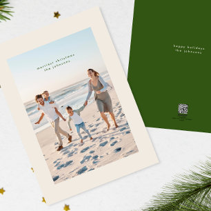 Cartes Pour Fêtes Annuelles Simple Élégant Crème Verte Minimale Photo de Noël