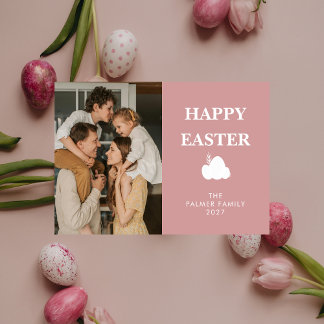 Cartes Pour Fêtes Annuelles Simple Elegant Egg Happy Easter Family Photo