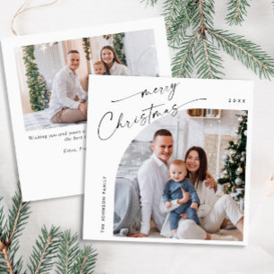 Cartes Pour Fêtes Annuelles Simple élégant élégant 2 PHOTO Noël Salutation