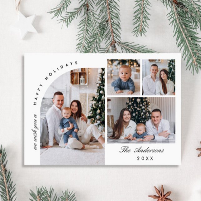 Cartes Pour Fêtes Annuelles Simple élégant élégant 4 PHOTO Noël Salutation (Créateur téléchargé)