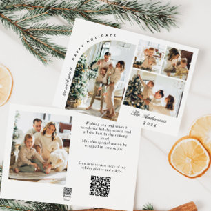 Cartes Pour Fêtes Annuelles Simple élégant élégant 5 PHOTO Noël Code QR