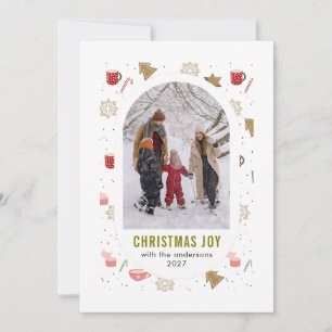 Cartes Pour Fêtes Annuelles Simple Élégant Élégant photo de famille de Noël