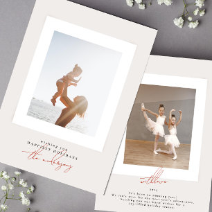 Cartes Pour Fêtes Annuelles simple élégant encadré photo rouge joyeux noël