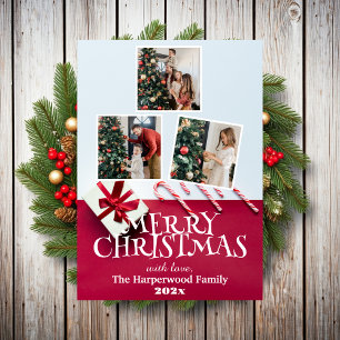 Cartes Pour Fêtes Annuelles simple élégant famille Noël Photo collage Holi