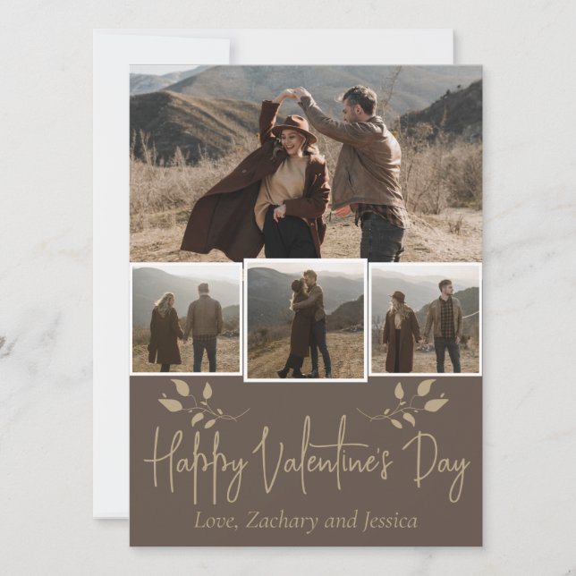 Cartes Pour Fêtes Annuelles Simple Elegant Floral valentine's day photo couple (Devant)