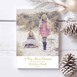 Cartes Pour Fêtes Annuelles Simple Elegant Gold Script Joyeux Noël Photo
