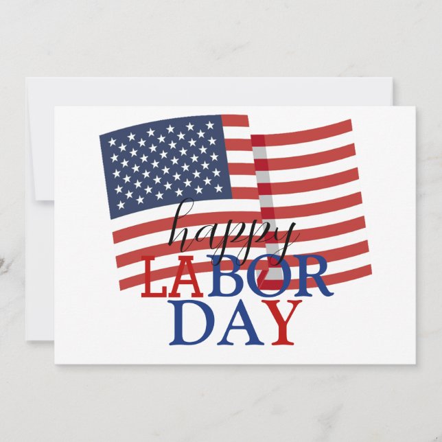 Cartes Pour Fêtes Annuelles Simple Elégant Joyeux Fête du Travail Rouge Blanc  (Devant)