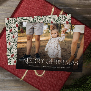 Cartes Pour Fêtes Annuelles Simple élégant Joyeux Noël Floral Retour