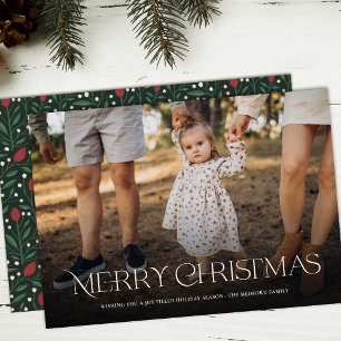 Cartes Pour Fêtes Annuelles Simple élégant Joyeux Noël Floral Retour