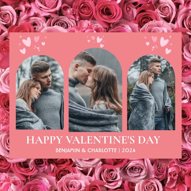 Cartes Pour Fêtes Annuelles Simple Elegant Love valentine's day photo couple H (Créateur téléchargé)