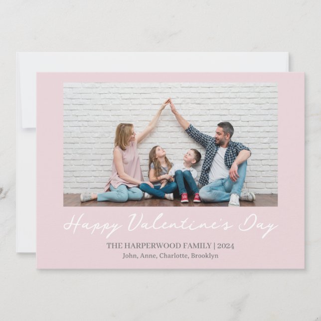 Cartes Pour Fêtes Annuelles Simple Elegant Love valentine's day Photo de famil (Devant)