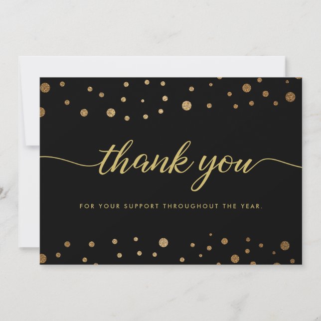 Cartes Pour Fêtes Annuelles Simple Elegant Merci Script Nom de l'entreprise (Devant)