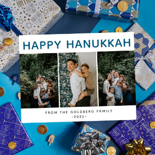 Cartes Pour Fêtes Annuelles Simple Elegant Modern Hanoukka famille 3 photo