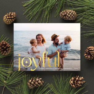 Cartes Pour Fêtes Annuelles Simple Elegant Moderne Joyeux 1 Photo Or