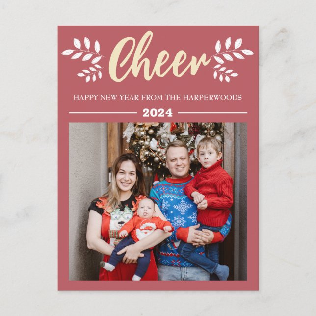 Cartes Pour Fêtes Annuelles Simple Élégant Moderne Joyeux Nouvel An Une photo (Devant)
