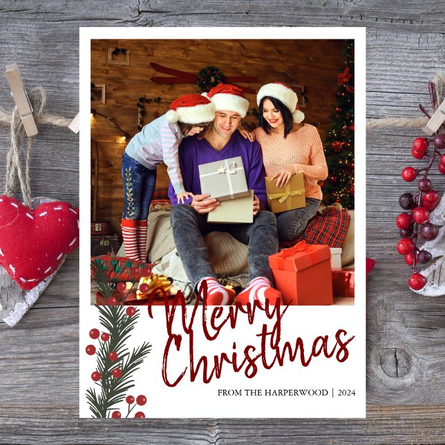 Cartes Pour Fêtes Annuelles Simple Élégant moderne Une photo Famille de Noël (Créateur téléchargé)