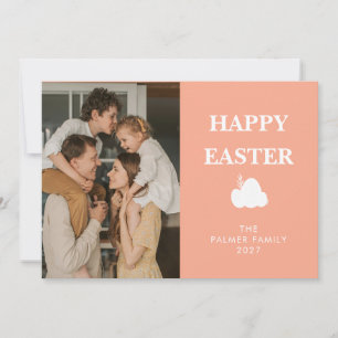 Cartes Pour Fêtes Annuelles Simple Élégant Œuf Joyeuses Pâques Photo de Famill